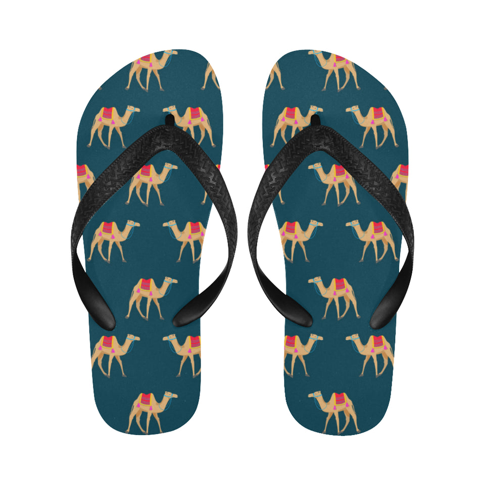 Camel pattern blue blackground Unisex Flip Flops