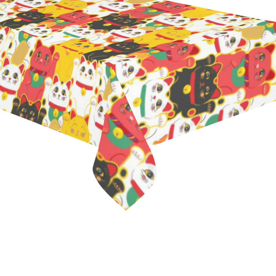 Colorful Maneki neko cat pattern Tablecloth