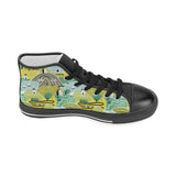Hand drawn windmill pattern Women's High Top Canvas Shoes Black