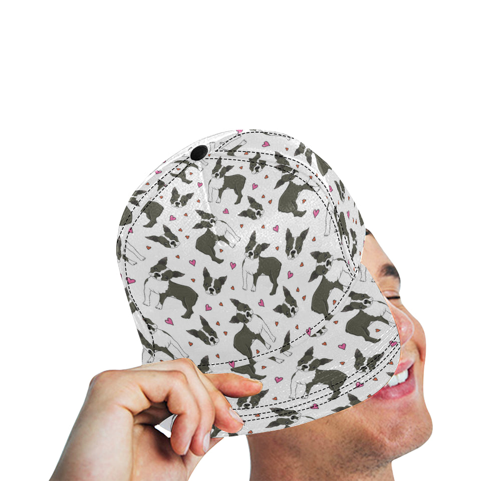 Boston terrier dog hearts vector pattern All Over Print Snapback Cap