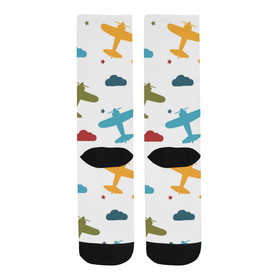 Airplane star cloud colorful Crew Socks