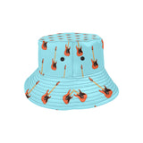 electric guitar pattern light blue background Unisex Bucket Hat