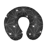 Spider web design pattern Black background white c U-Shaped Travel Neck Pillow