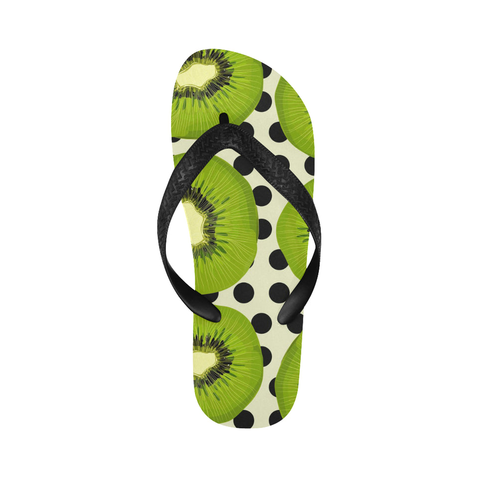 kiwi black dot background Unisex Flip Flops