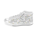 Siberian Husky design pattern Men's High Top Canvas Shoes White