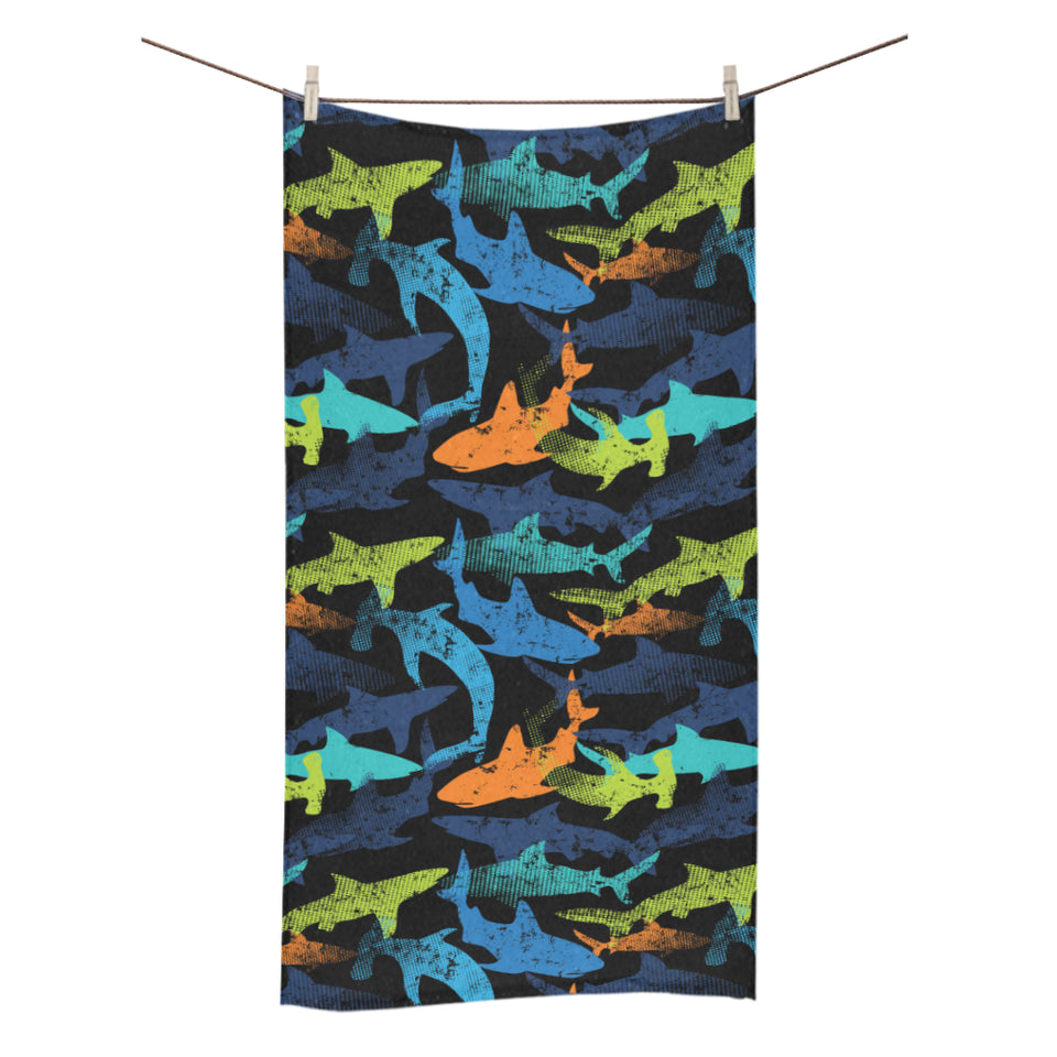 Colorful shark Bath Towel