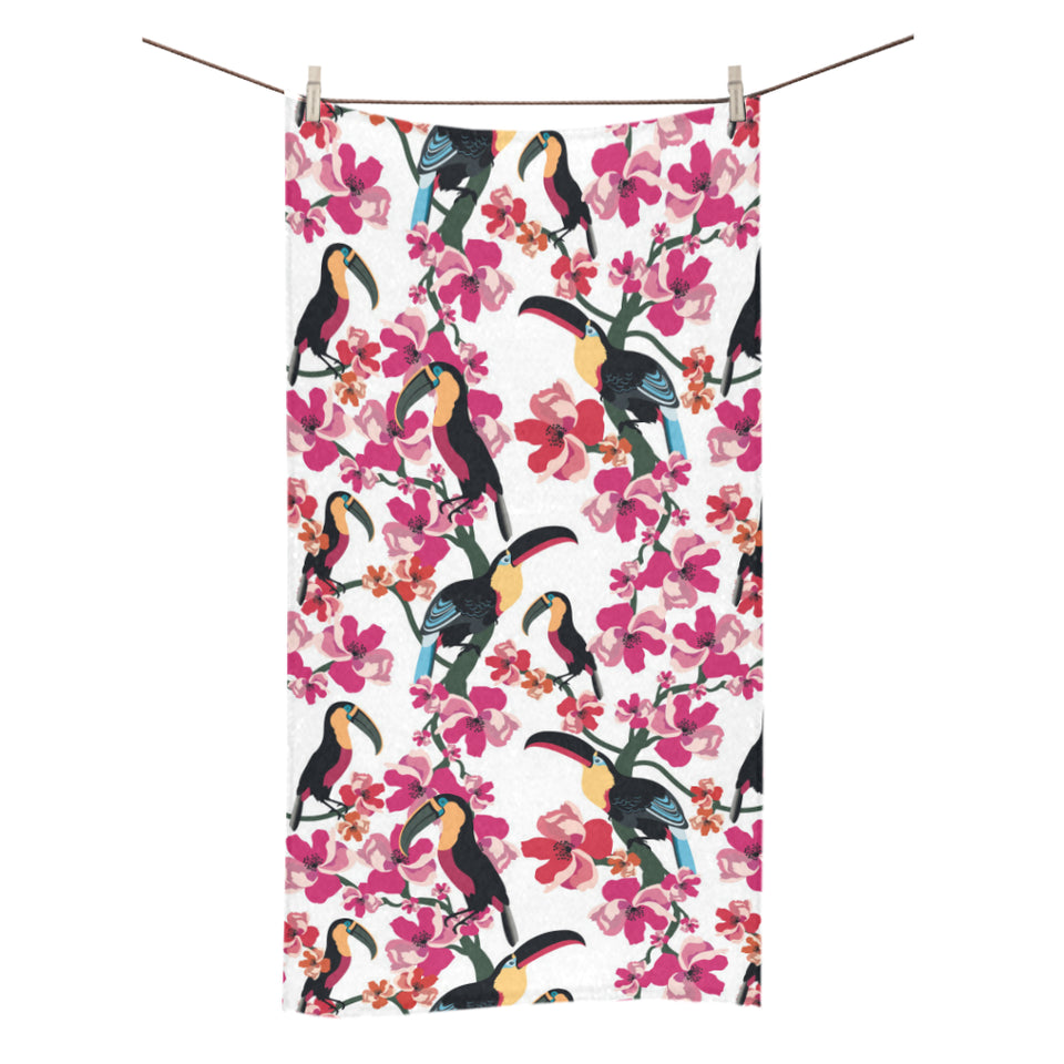 Toucan flower design pattern Bath Towel