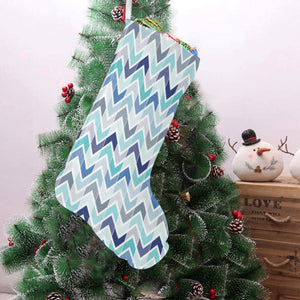 zigzag chevron blue pattern Christmas Stocking