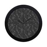 Beer hand drawn pattern Elegant Black Wall Clock