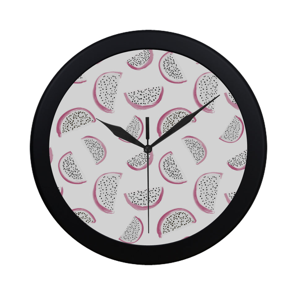 dragon fruit pattern Elegant Black Wall Clock