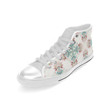 Square floral indian flower pattern Men's High Top Canvas Shoes White