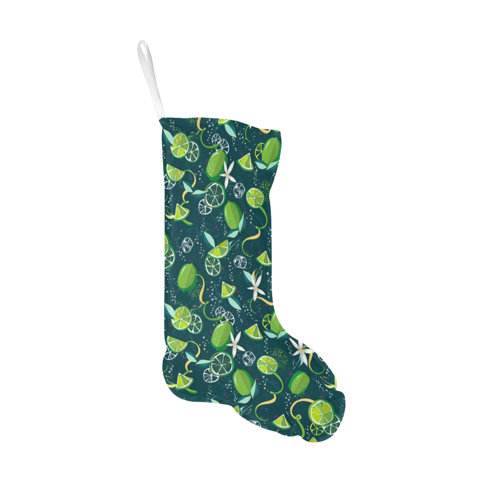 Lime ice flower pattern Christmas Stocking