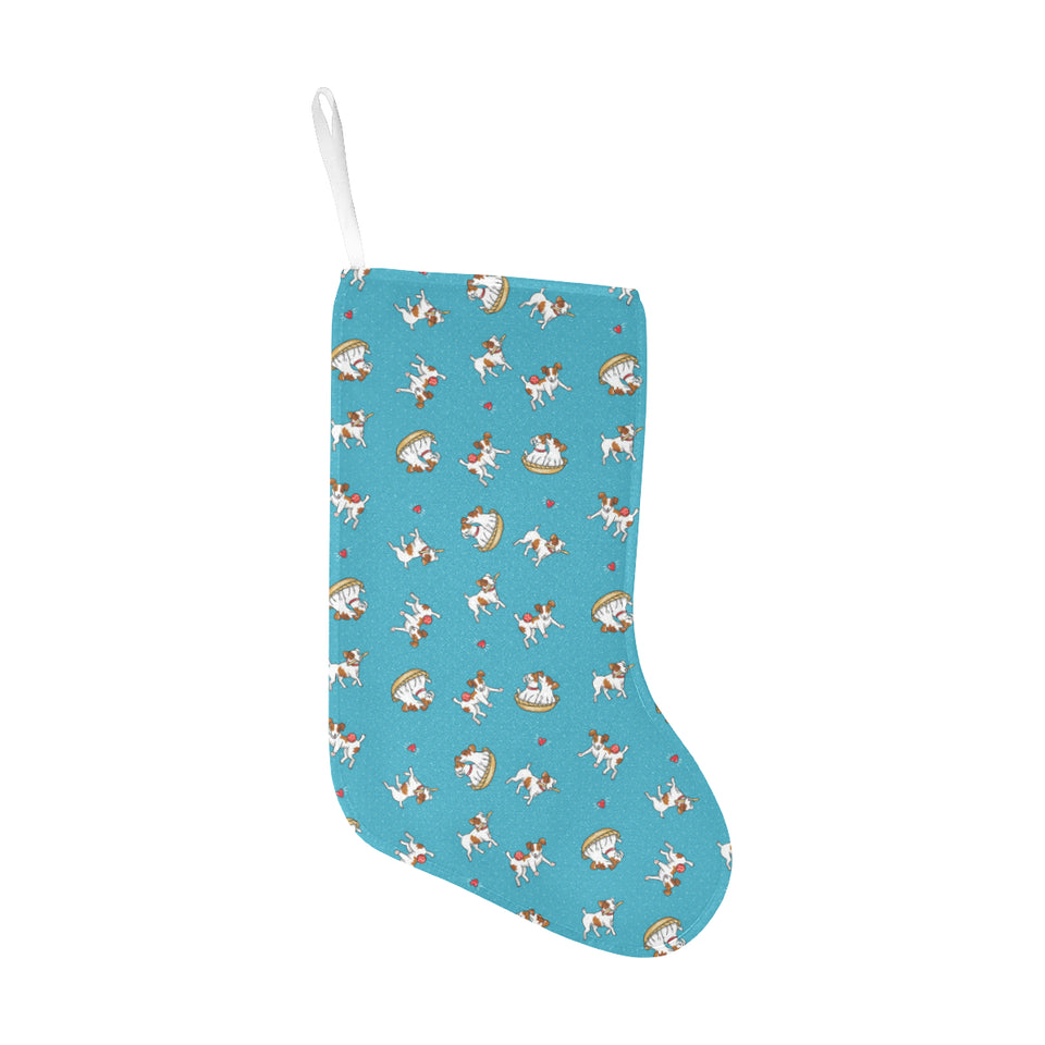 Jack Russel Pattern Print Design 03 Christmas Stocking