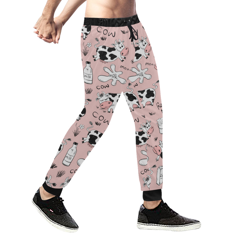 Cows milk product pink background Unisex Casual Sweatpants