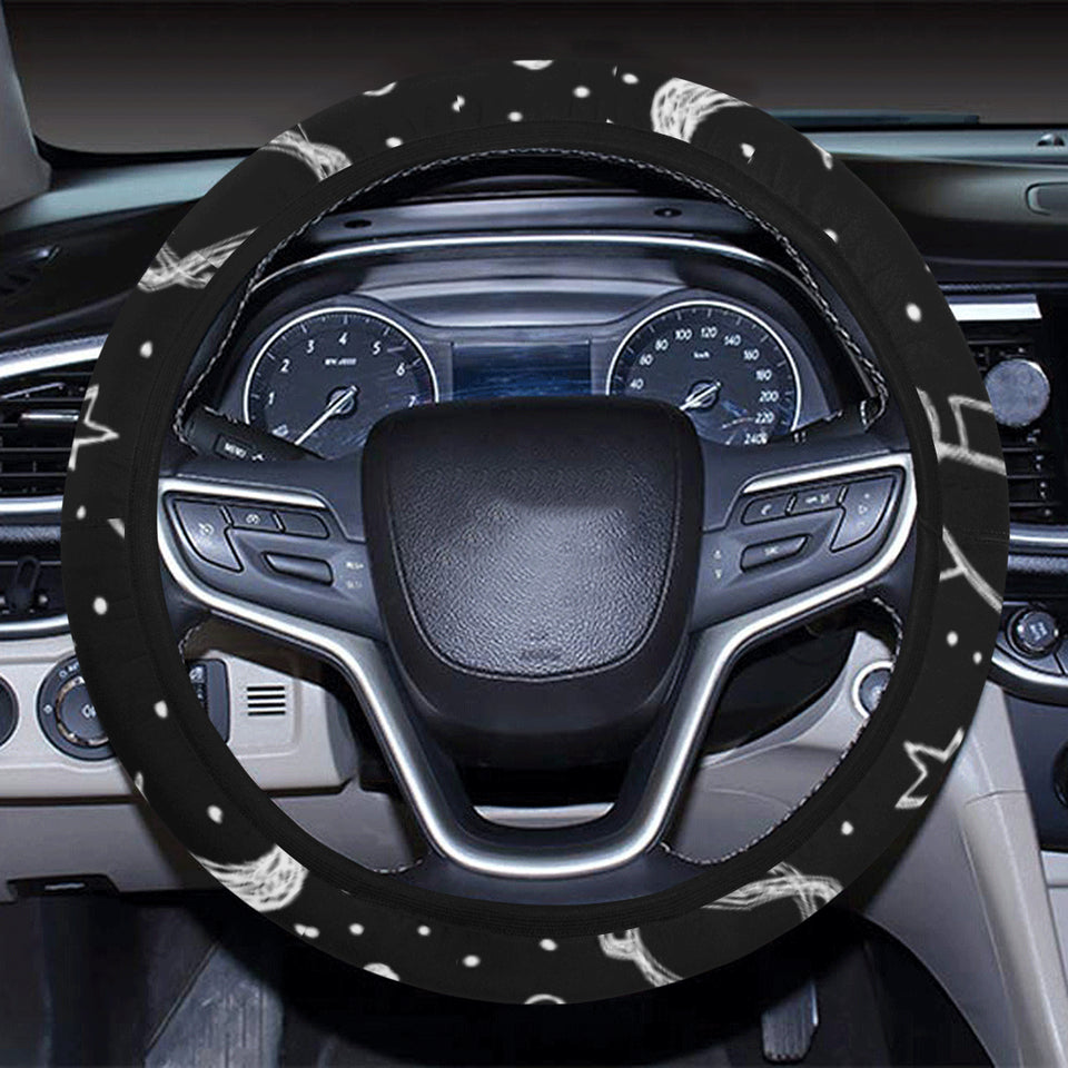 Hand drawn space rocket star planet Car Steering Wheel Cover