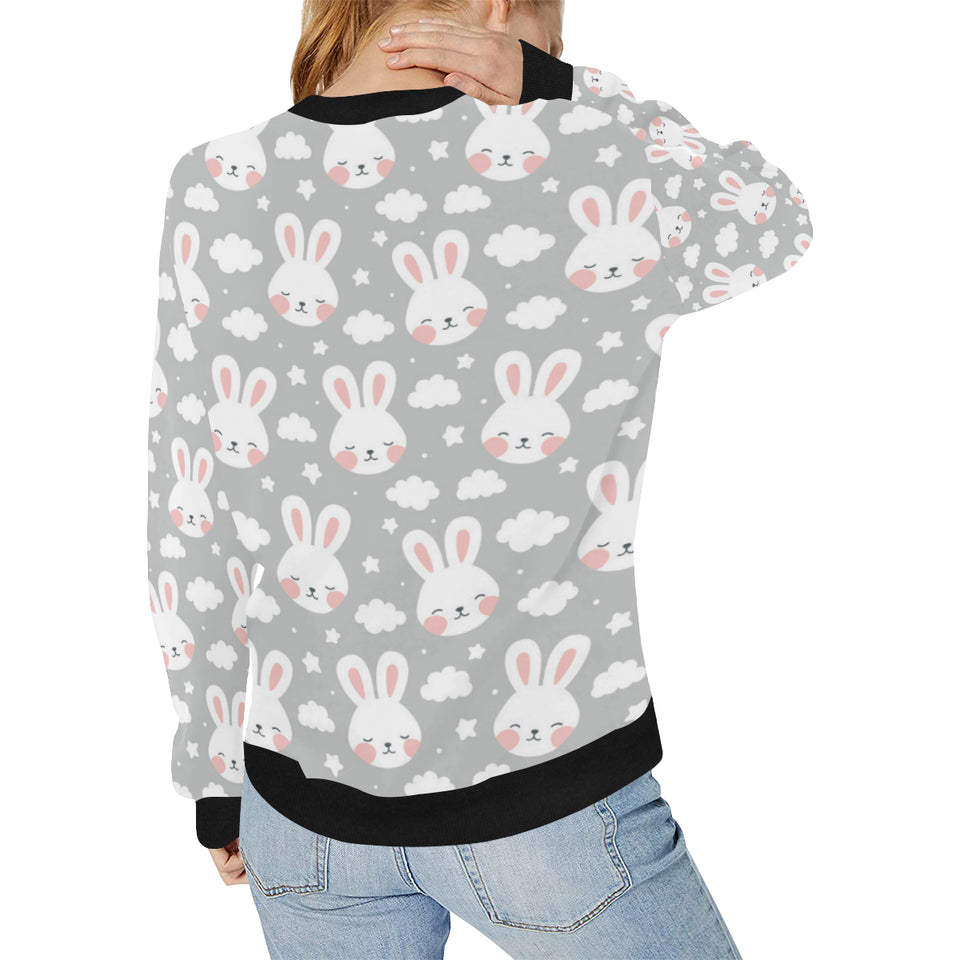 Rabbit cloud Pattern Women's Crew Neck Sweatshirt