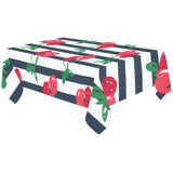 Hand drawn cherry pattern striped background Tablecloth