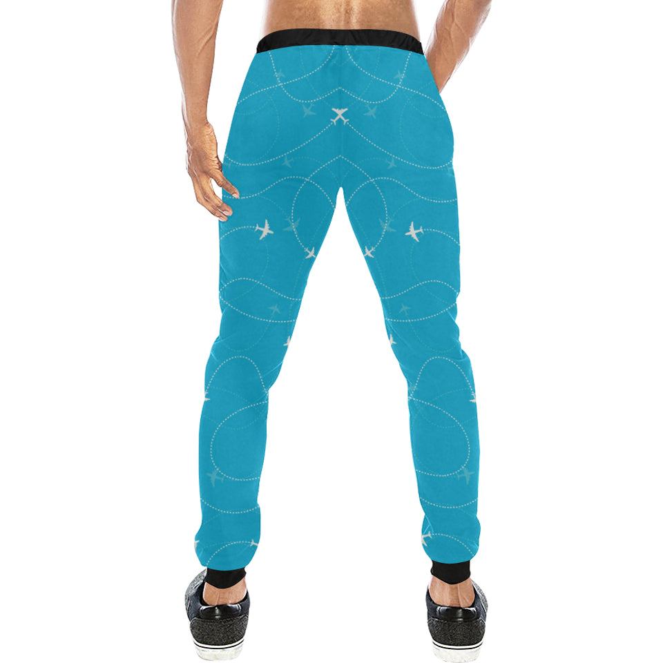 Airplane destinations blue background Unisex Casual Sweatpants