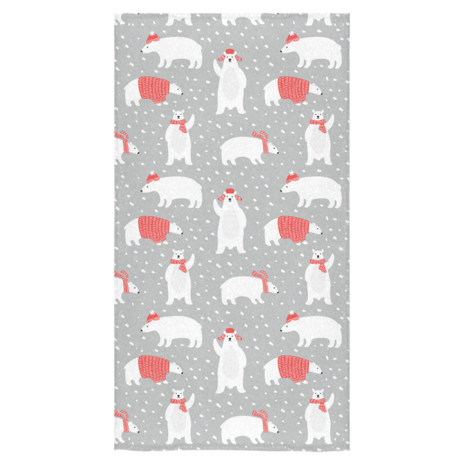 Cute polar bear christmas snow pattern Bath Towel