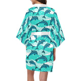 Dolphin sea pattern Women's Short Kimono Robe