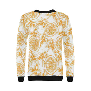 hand drawn orange fruit pattern Women's Crew Neck Sweatshirt