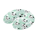 Panda pattern tropical leaves background U-Shaped Travel Neck Pillow
