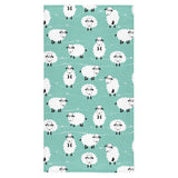 Cute sheep green background Bath Towel