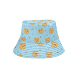 Brown cute pomeranian blue blackground Unisex Bucket Hat