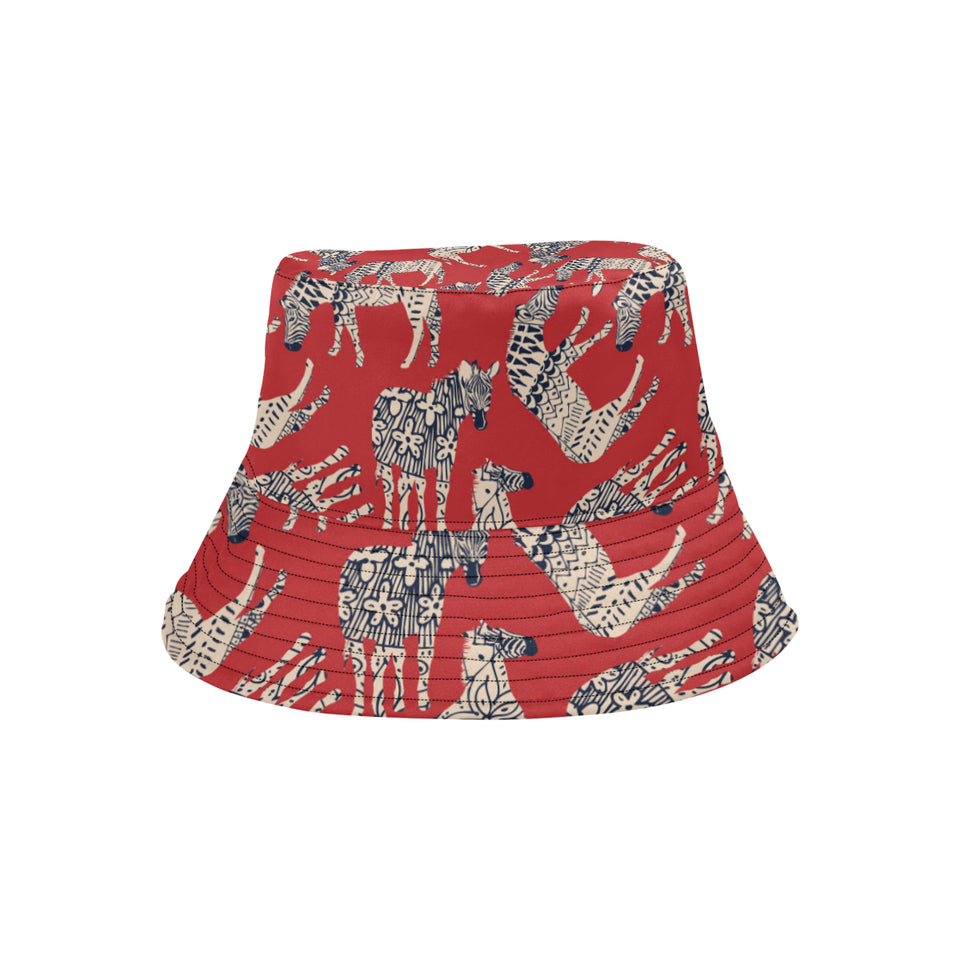 Zebra abstract red background Unisex Bucket Hat