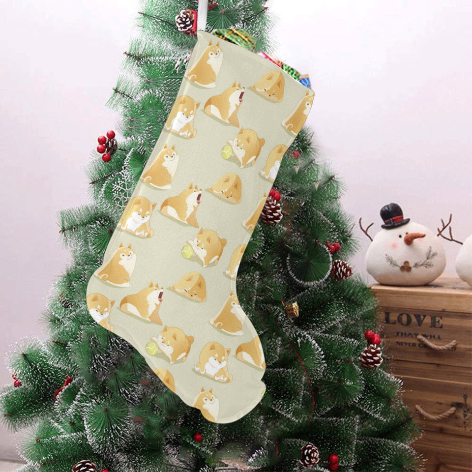 Cute fat shiba inu dog pattern Christmas Stocking