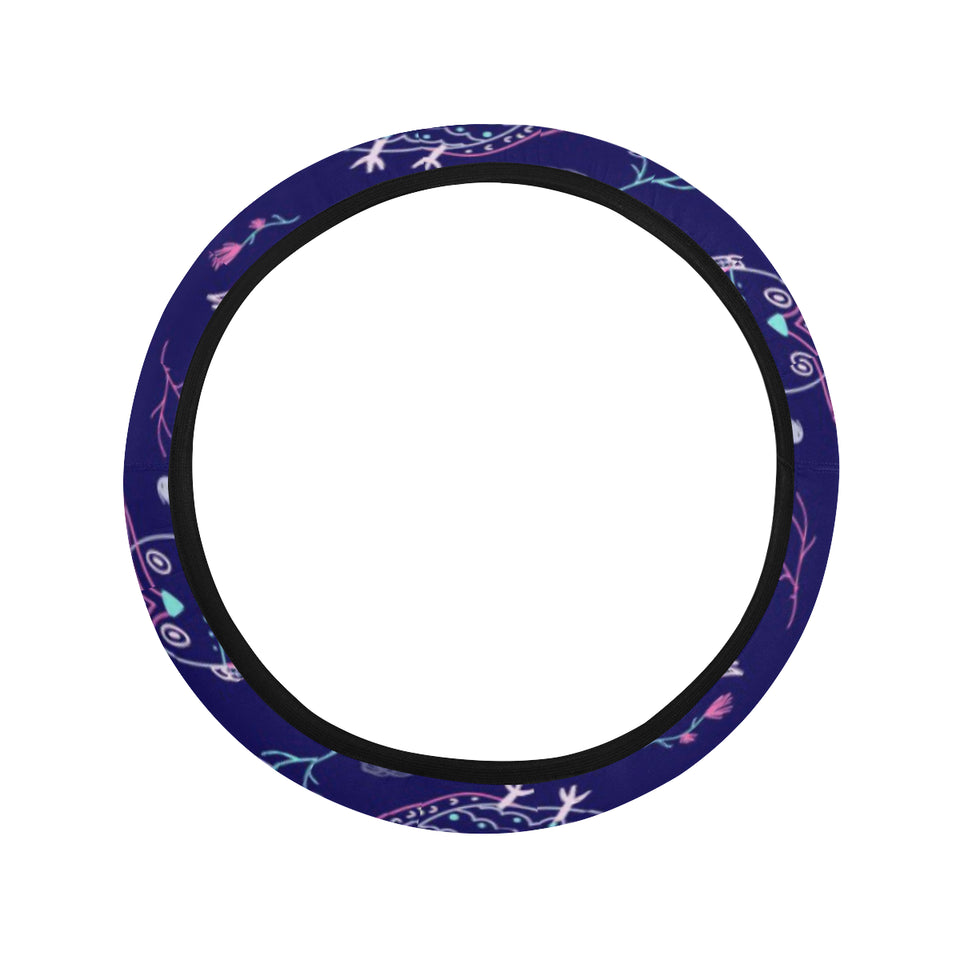 Cute owls pattern boho style ornament Car Steering Wheel Cover