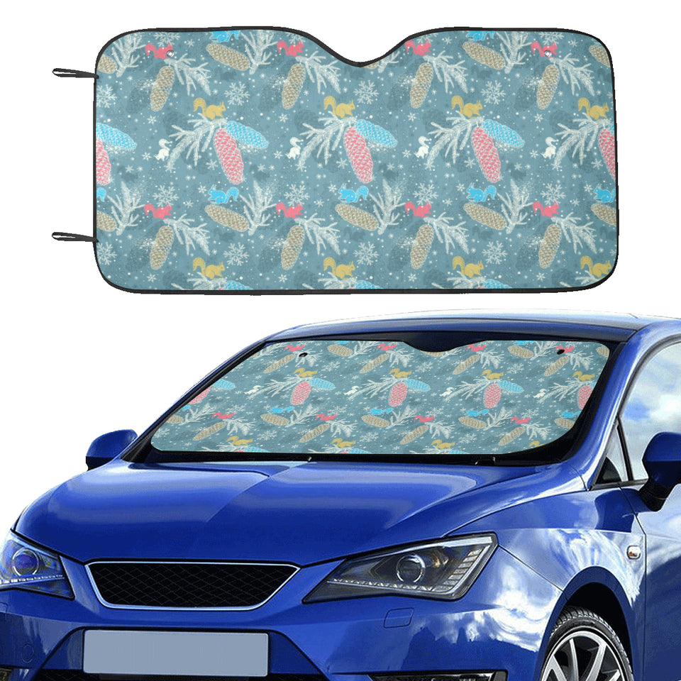 Squirrel Pattern Print Design 01 Car Sun Shade