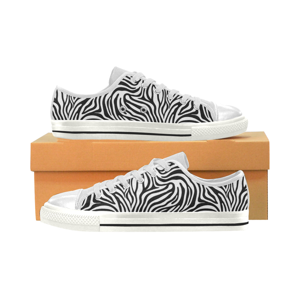 Zebra skin pattern Women's Low Top Canvas Shoes White
