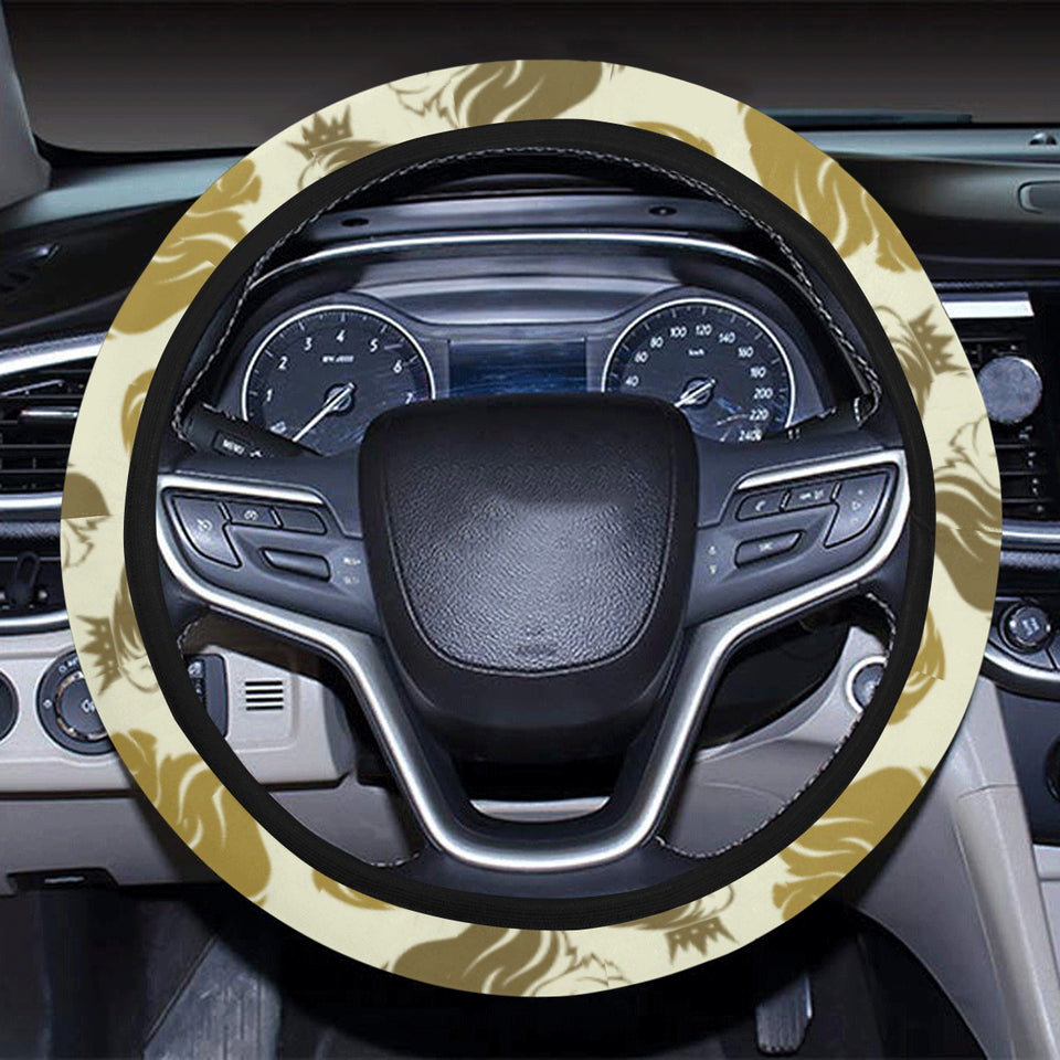 Lion Pattern Print Design 02 Car Steering Wheel Cover