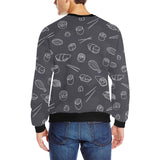 sushi pattern black background Men's Crew Neck Sweatshirt