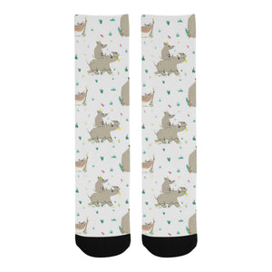 Cute Rhino pattern background Crew Socks