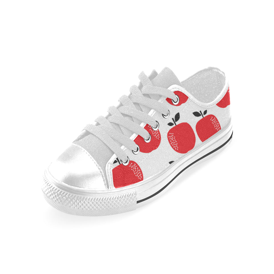 red apples white background Men's Low Top Shoes White