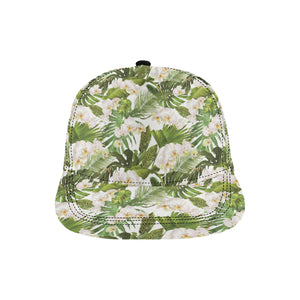 White orchid flower tropical leaves pattern All Over Print Snapback Cap