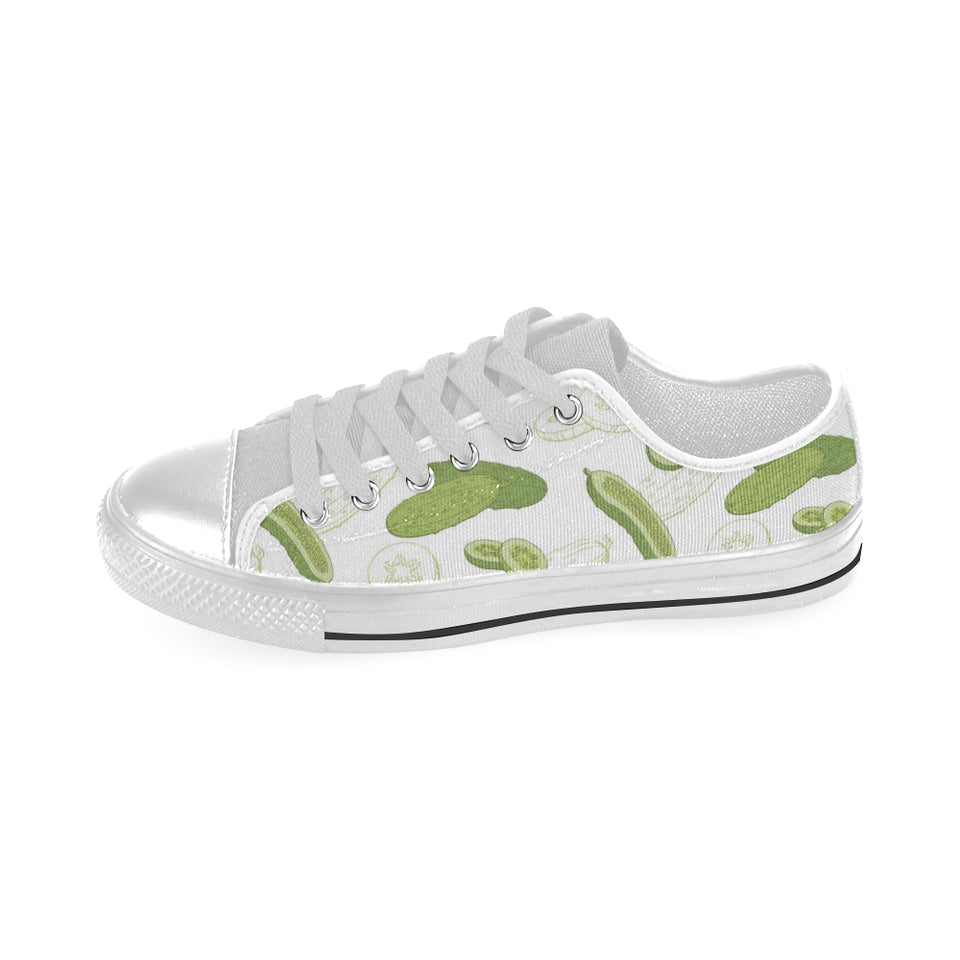Cucumber sketch pattern Men's Low Top Canvas Shoes White