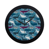 Whale design pattern Elegant Black Wall Clock