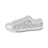 Cute Llama Alpaca pattern Men's Low Top Canvas Shoes White