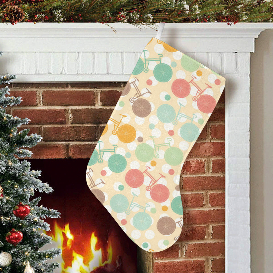 Bicycle Pattern Print Design 01 Christmas Stocking