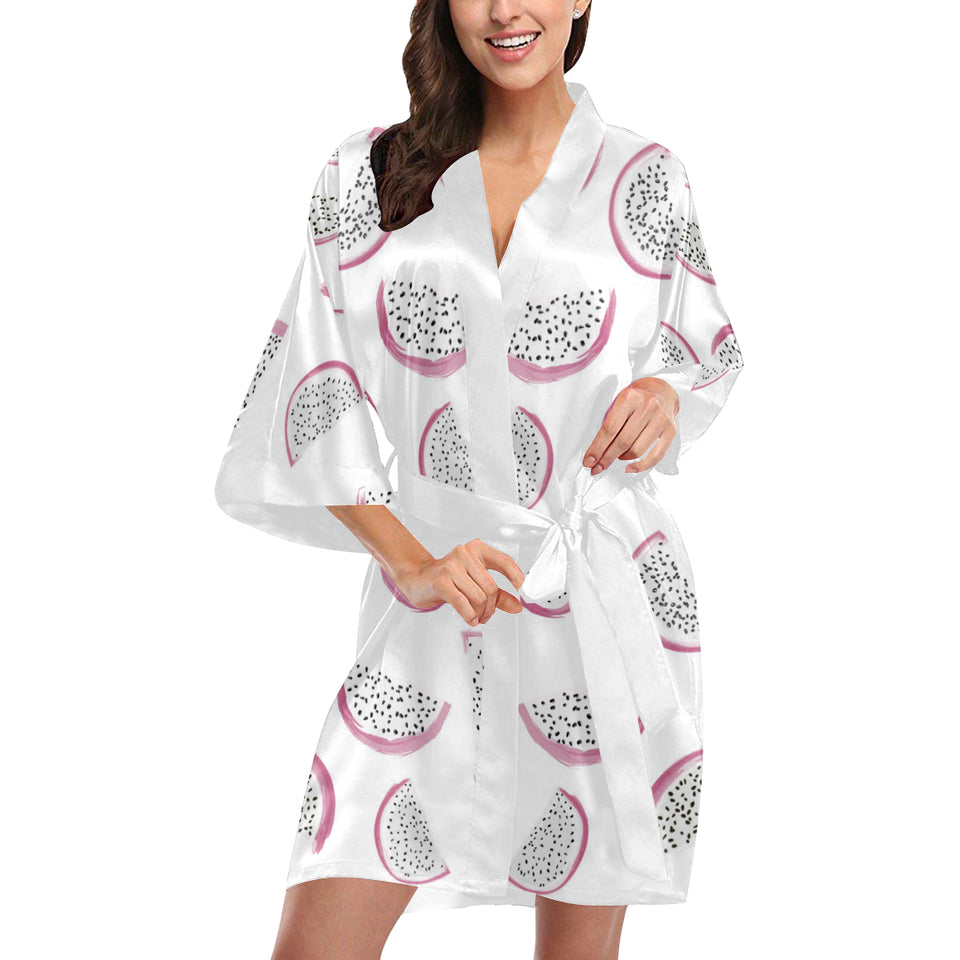 dragon fruit pattern Women's Short Kimono Robe
