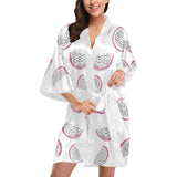 dragon fruit pattern Women's Short Kimono Robe