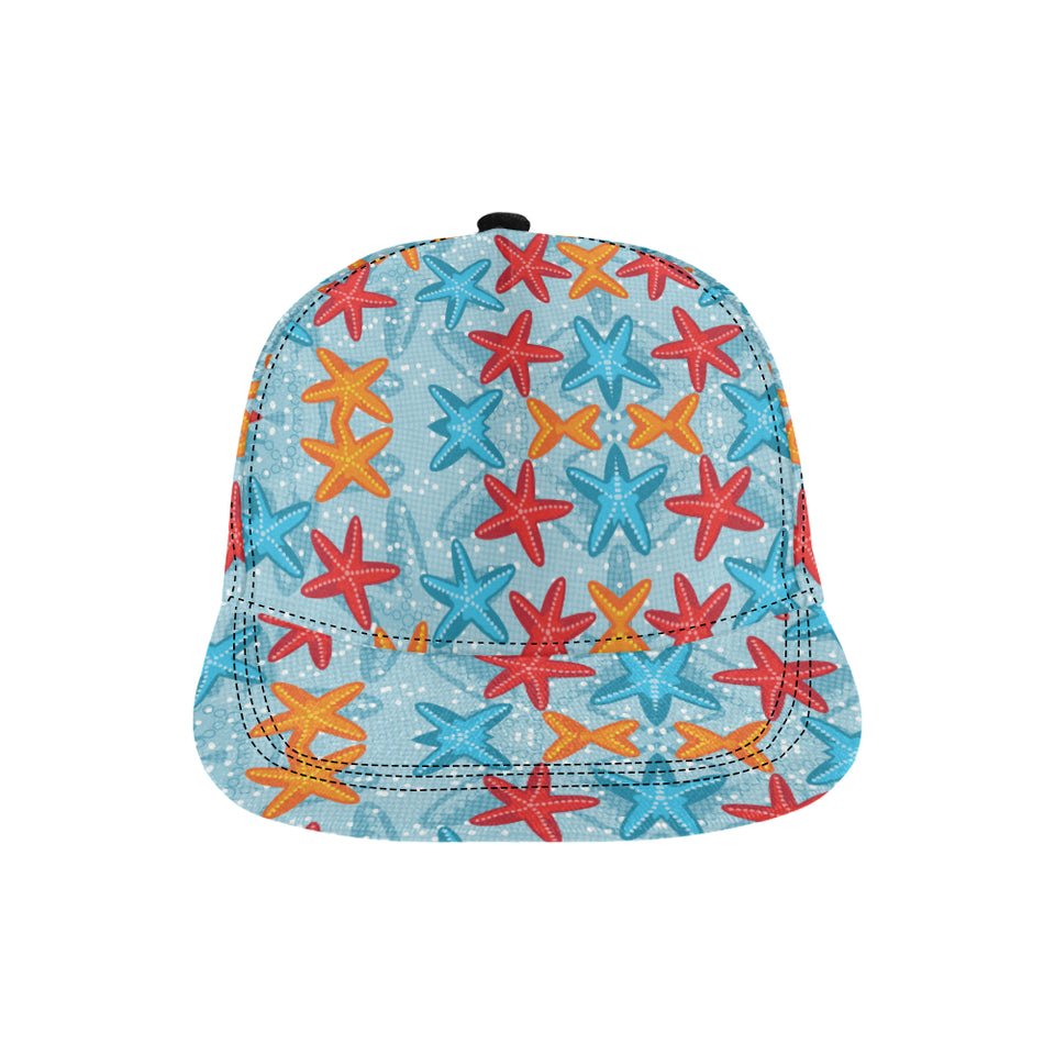 Blue red orange starfish pattern All Over Print Snapback Cap