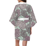 Spider web cobweb design color pattern Women's Short Kimono Robe