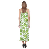 Hop design pattern V-Neck Open Fork Long Dress