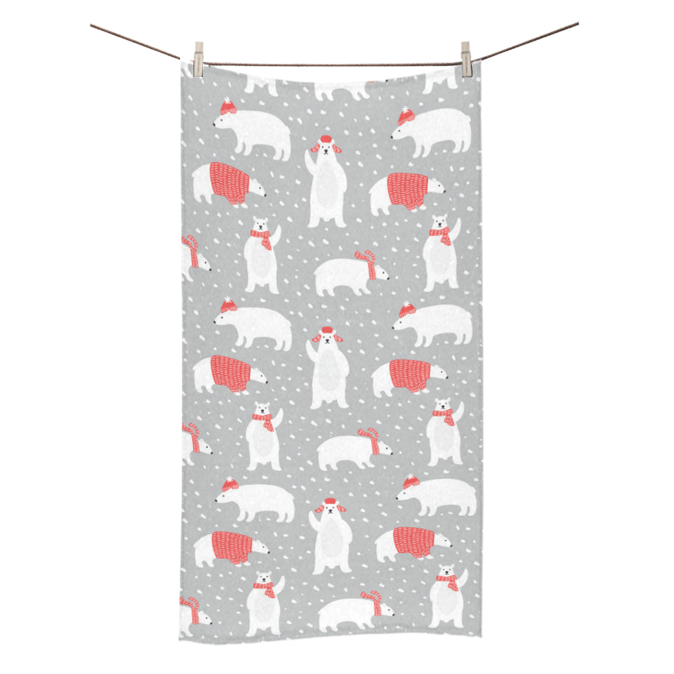 Cute polar bear christmas snow pattern Bath Towel