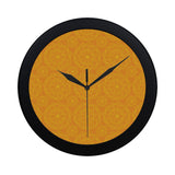 Orange traditional indian element pattern Elegant Black Wall Clock