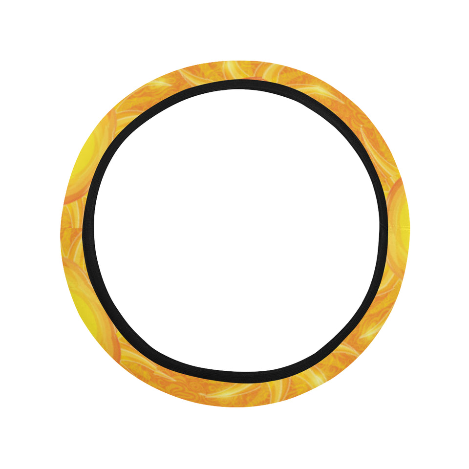 Sun orange background Car Steering Wheel Cover